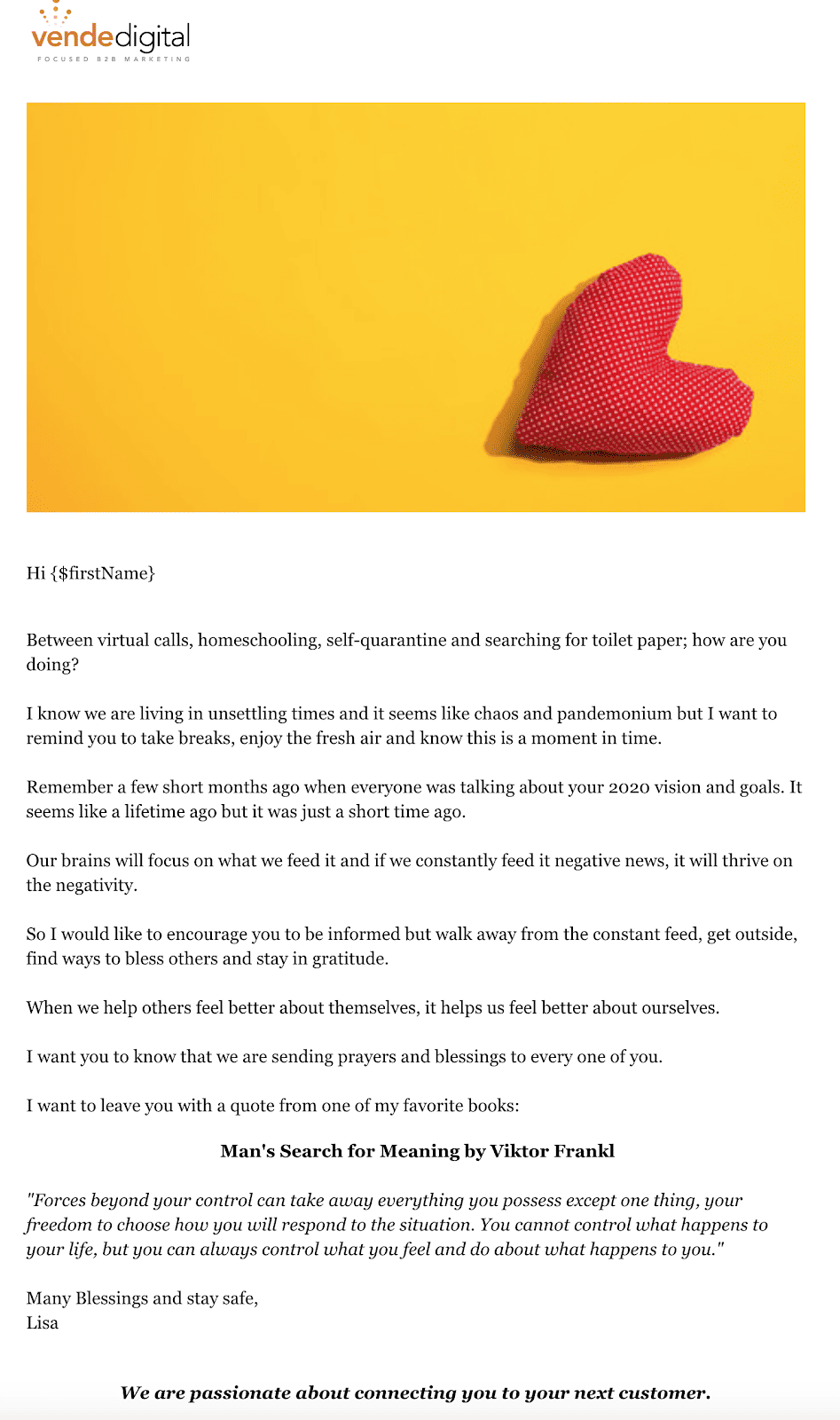 Email campaign example