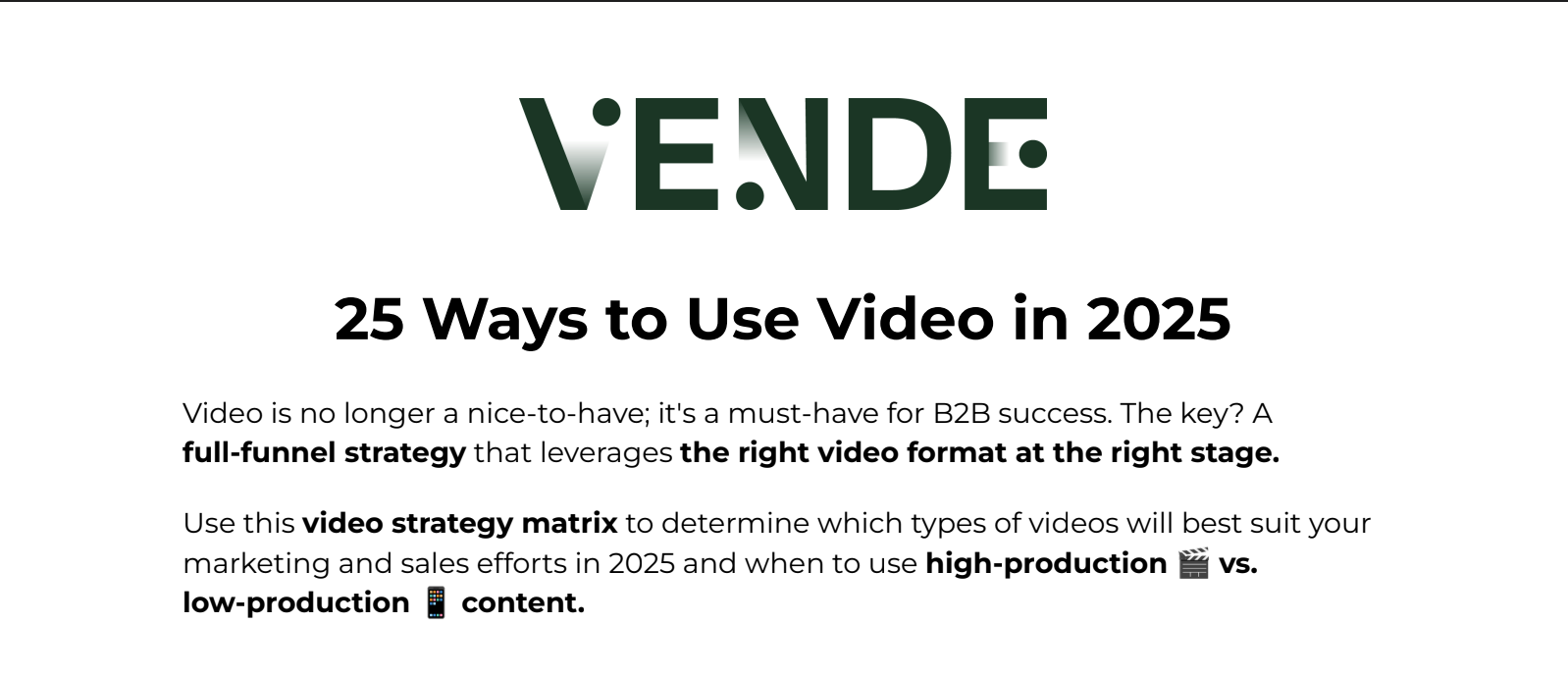 Video Marketing Tip Sheet