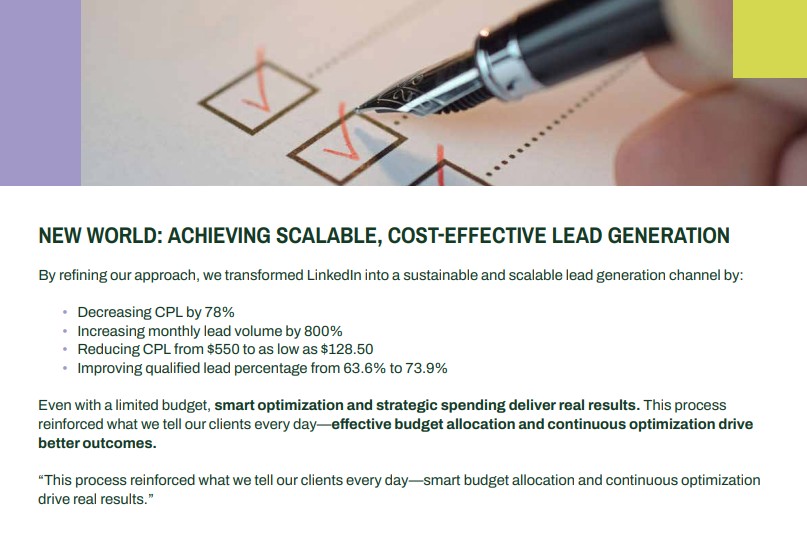 78% Decrease in Cost per Lead on LinkedIn
