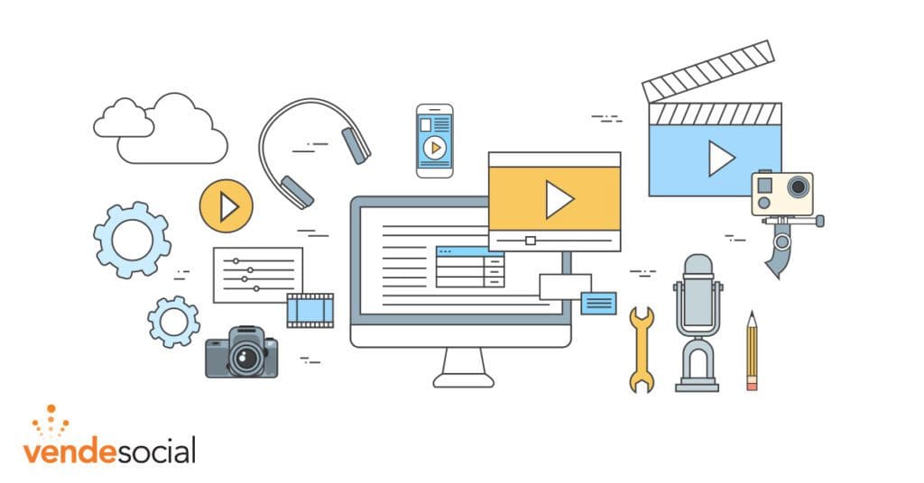 Various video equipment items and computers showing video | B2B Video Marketing