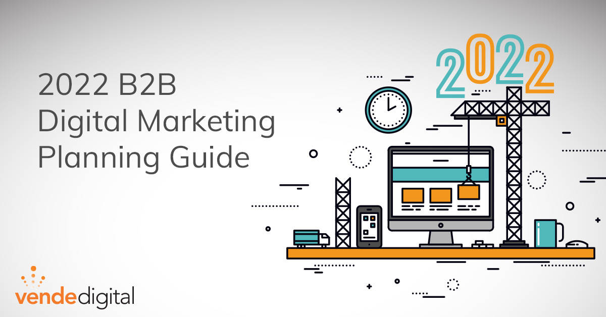 Illustrated graphic of constructing a website | B2B Digital Marketing Planning Guide