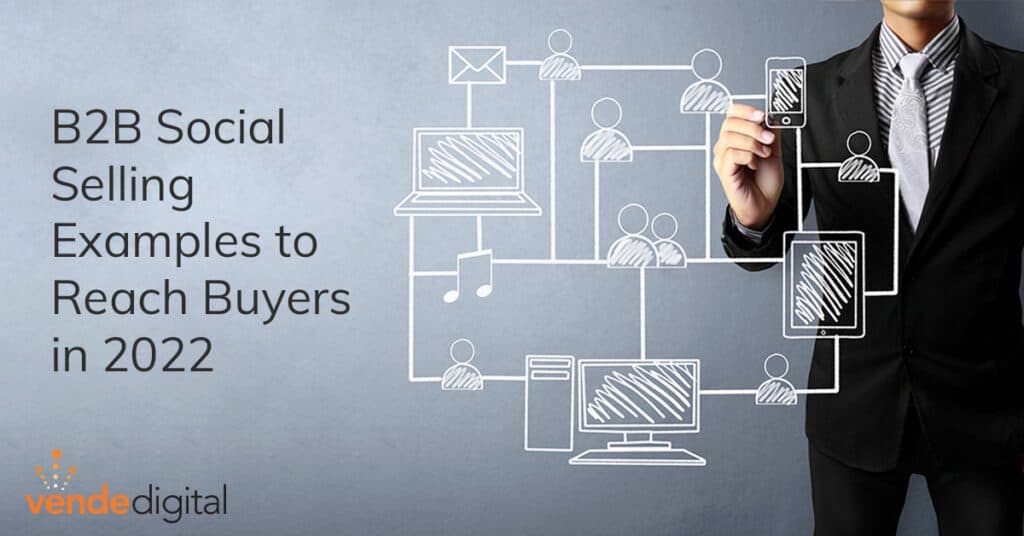 b2b social selling examples man using hands to draw social connections