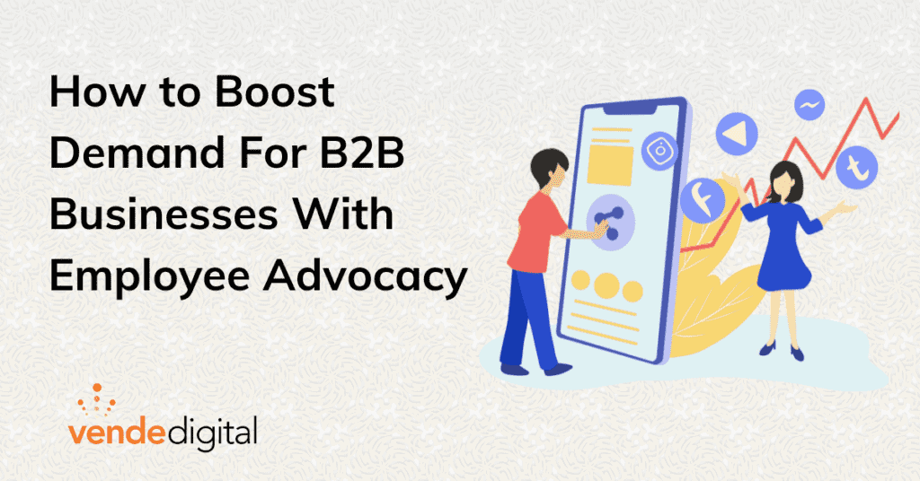 Cartoon Person Posting to Social Media | How Can Employee Advocacy Boost Demand for B2B Businesses? | Vende Digital
