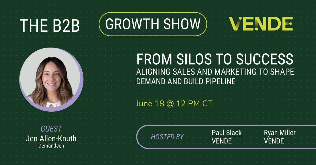 Topic: From Silos to Success - Aligning Sales and Marketing to Shape Demand and Build Pipeline Date & Time: June 18th @ 12:00 PM CT