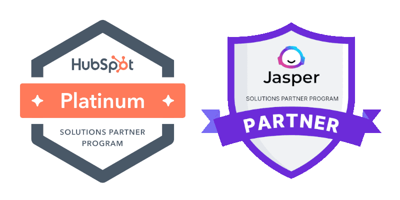 Hubspot Platinum Partner Badge and Jasper Partner Badge